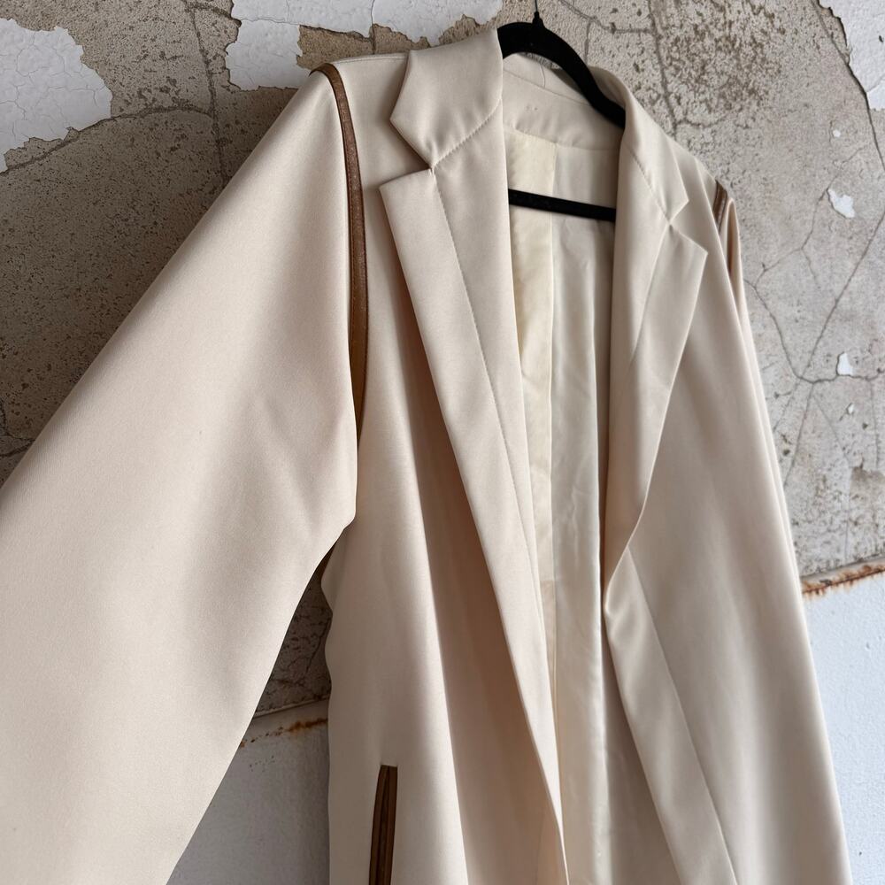 Vtg 60s Youthcraft Voyager West Coat Cream Tan Leather Trim‎ Belted Women S Mod - Picture 3 of 13